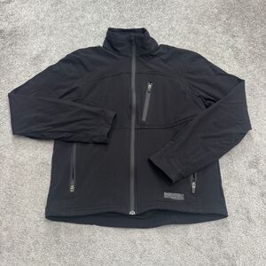 REI Fleece Lined Softshell Jacket Mens Medium Black Full Zip Pocket Outdoor Hike